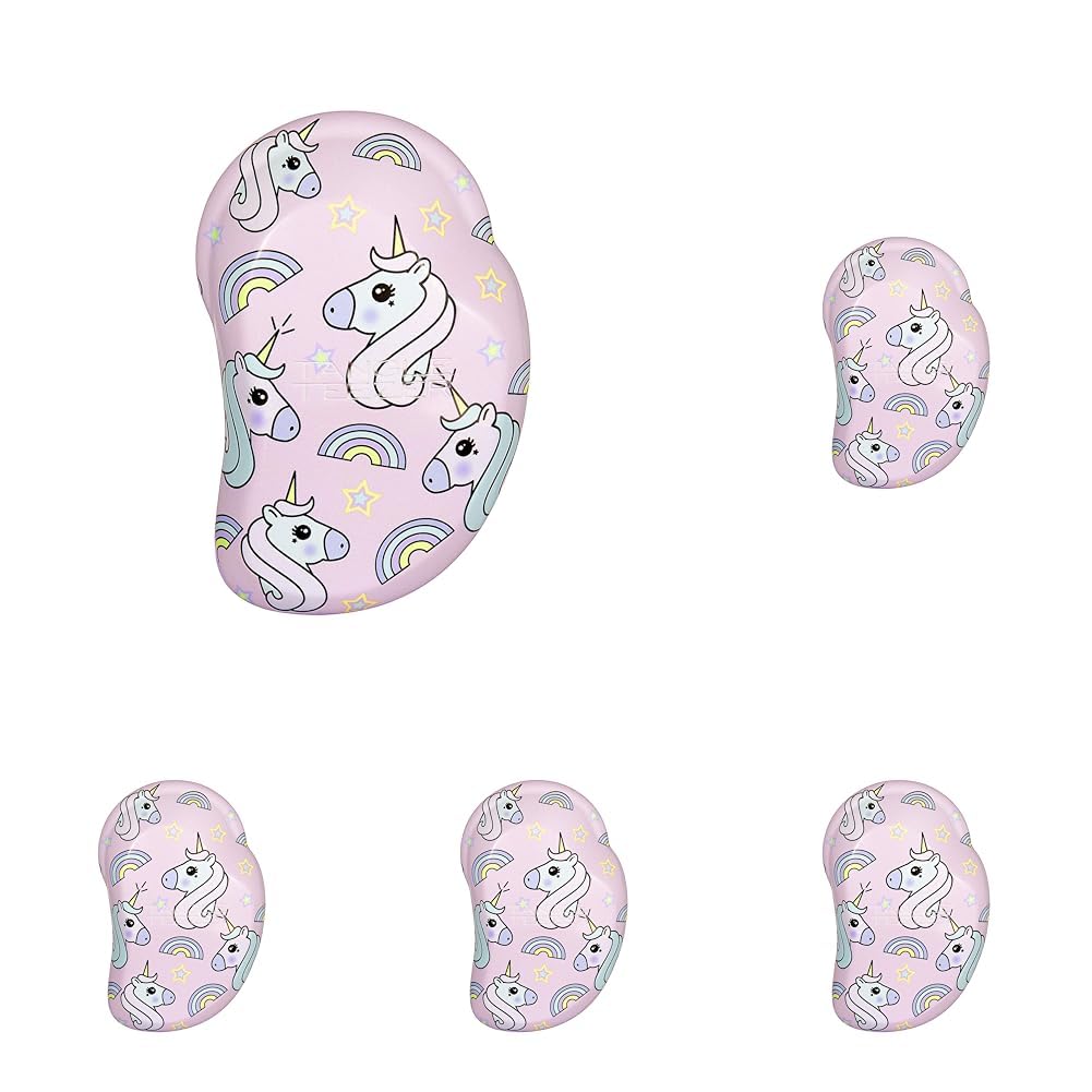 Tangle Teezer |The Original Mini Detangling Hairbrush | Palm Size Perfect for Kids & Travelling | Ideal for Wet & Dry Hair |Reduces Flyaways | Unicorn Magic (Pack of 5)