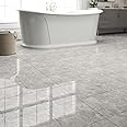 20-Pack Peel and Stick Floor Tiles Vinyl Floor 12 x 12 inch Self Adhesive Waterproof Flooring Planks DIY for Bathroom, Kitchen, Living Room, RV, Cover 20 Sq. Ft, Polish Light Grey
