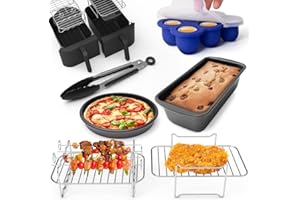 LOTTELI KITCHEN Air Fryer Rack for Double Basket Air Fryers, 304 Stainless Steel Multi-Layer Rack, Air Fryer Accessories Dehydrator Rack Compatible with Ninja Foodi DZ201/401 (6pcs Accessories)