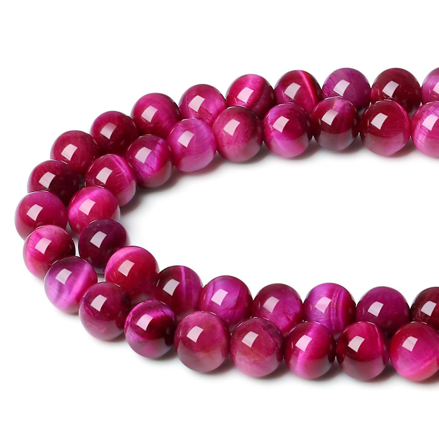 XIANNVXI Rose Pink Tigers Eye Beads 8mm Pink Round Beads for Bracelet Making for Jewelry Making 47 Pcs — image 1