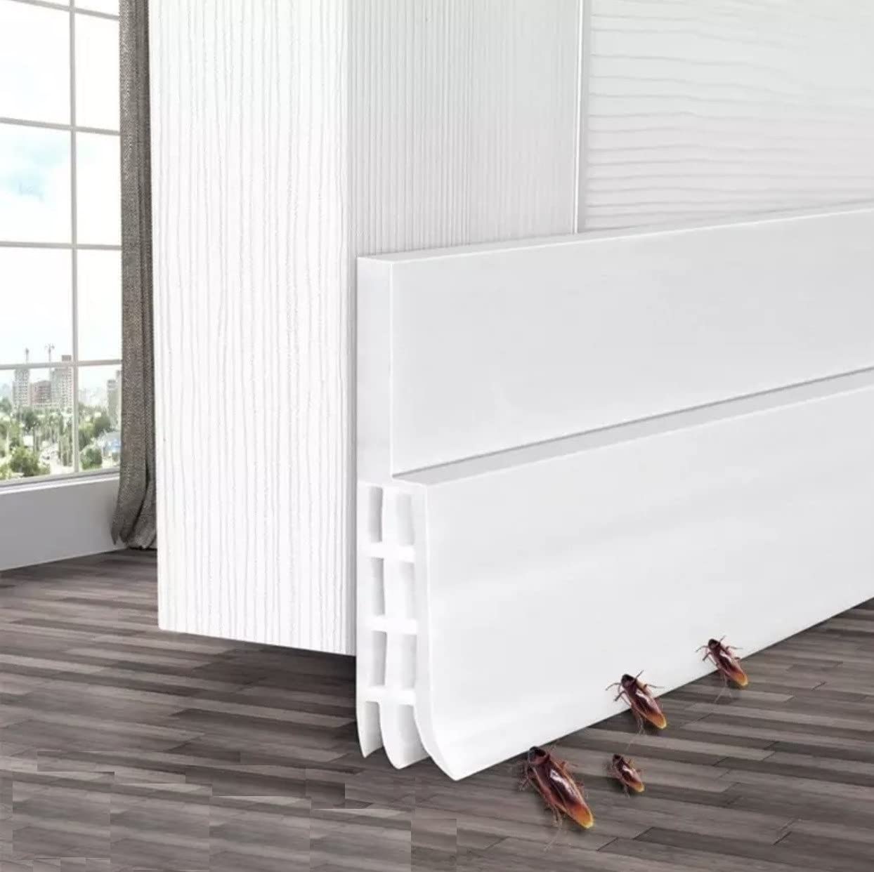 JGR SELECT Silicone Door Entry Strip, 100 x 5 cm, White - Weather Stripping for Soundproofing, Draft, Cold, Light, Insect Protection