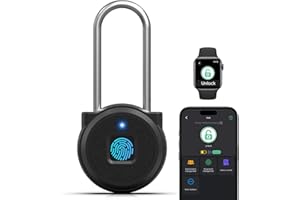 Fingerprint Padlock,Keylesslife Fingerprint Locker Lock,Biometric Long Shackle Smart Padlock Outdoor Waterproof Pad Lock for Locker Gym Fence Gate Toolbox Case Storage