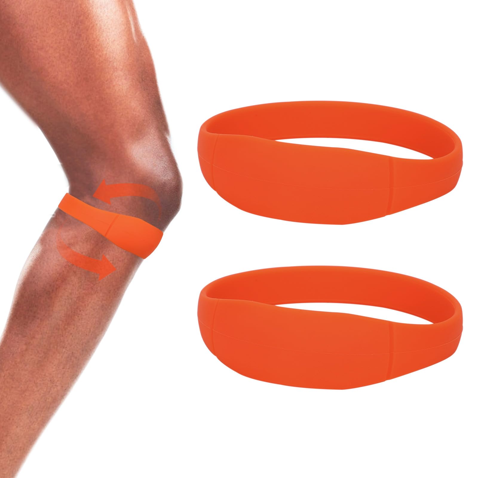 PEUTIER 2pcs Patellar Tendon Support Strap, Patella Knee Strap Silicone Knee Band for Patellar Pain Reduce Patellar Tendon Strap Knee Brace for Jumpers Running Sports Basketball Men Women(Orange)