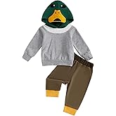 Toddler Baby Boy Fall Winter Clothes Mallard Duck Hoodie Long Sleeve Hooded Sweatshirt Pants Set Cute 2 Piece Outfit