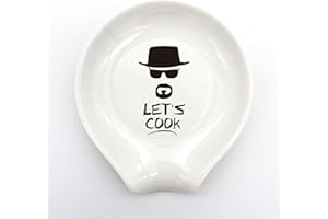 YROVWENQ Funny Kitchen White Ceramic Spoon Rests, Let’s Cook Coffee Tea Spoon Rest Holder for Men, Friends, Chef New House Housewarming Gift