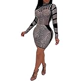Women Long Sleeve Birthday Dresses Sexy hot Diamond Process Sexy Dress Party Club Night Dress…