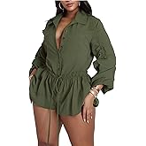 NRTHYE Women Summer Ruched Drawstring Rompers Casual Bodycon One Piece short Jumpsuits Overalls Cargo Shorts Outfits