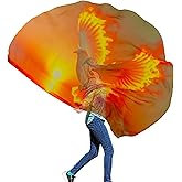 Wuchieal Porphetic Praise Dance Worship Flex Flag, radius 74" x 55" semicircle Burning Dove Dance Ministry Streamer (LHG#RED-YELLOW)