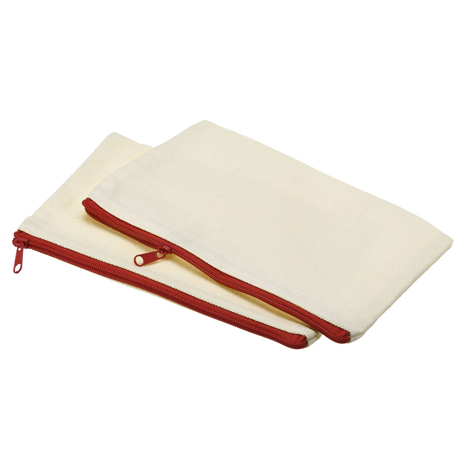 PATIKIL Canvas Zipper Pouch, 4 Pack Blank Zip DIY Bags Pencil Case Plain Craft Storage Pocket for Travel Organizing Accessory, Red