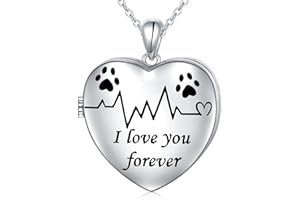 Ladytree S925 Sterling Silver Puppy Dog Cat Pet Paw Print Pendant Necklace 18 inches