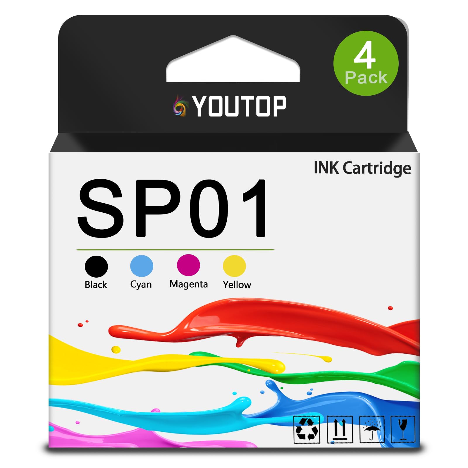 Photo 1 of YOUTOP SP01 SP-01 SP-1 Sublimation Ink Cartridge SP01XLBK SP01CS SP01MS SP01YS Ink Cartridge Works for SP-1 Sublimation Inkjet Printer(4 Pack)