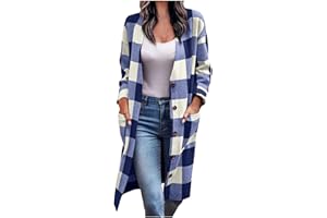 TARIENDY Shackets for Women 2023 Fall Plaid Jackets Oversized Button Down Flannel Shirts Fashion Long Sleeve Waffle Clothes