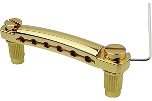Guyker Guitar Tune-O-Matic Tailpiece Stop Bar with Studs - Bridges Parts Replacement for LP SG Style 6 String Electric Guitar (GS001, gold)