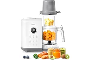 Bear Baby Food Maker with 18.5oz Dual-Layer Steam Baskets, OneStep Baby Food Processor Steamer Puree Blender Grinder Mills, Auto Cooking Grinding&Sterili-zing for Healthy Homemade Baby Food, BPA-Free