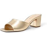 DREAM PAIRS Women's Block Chunky Slide Heel Sandal | 2.24 inch block heel summer sandals,slip on square toe casual dress mule,for walk daily commute shopping office hours
