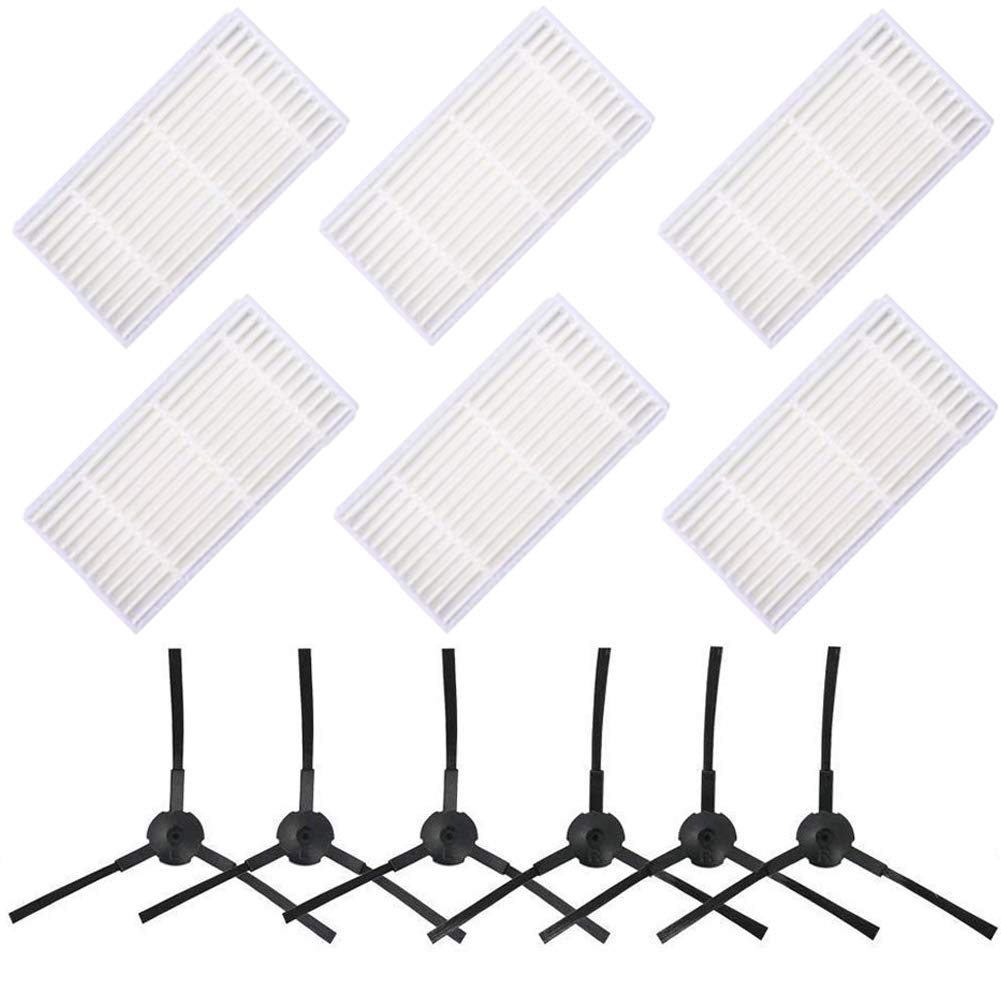iAmoy Filter Kit Compatible Medion MD18500 MD18600 MD18501 Robot Vacuum Cleaner - 6 * Filters + 6 * Side Brushes