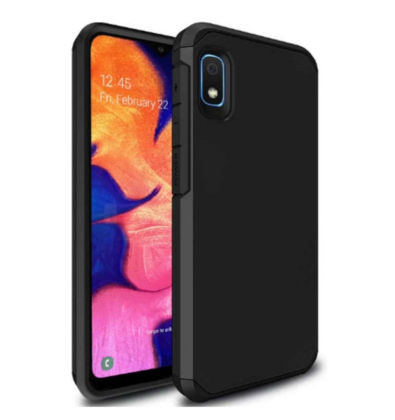 Starhemei for Galaxy A10E Case, Shock Absorption Hybrid Double Layer Rubber Case Full-Body Protective Case Cover for Samsung Galaxy A10E (Black)