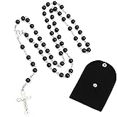 Rosary Beads Catholic for Women Simple Style Rosary Necklace with Artificial Pearls Solid Colored Ideal Gift for Women for Prayer Comes with a Black Storage Bag