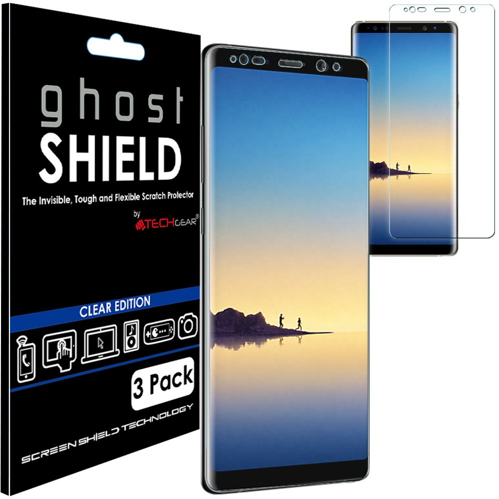 TECHGEAR [3 Pack] Screen Protectors to fit Samsung Galaxy Note 8 [ghostSHIELD Edition] Genuine Reinforced TPU Screen Protector Guard Covers with Full Screen Coverage inc Curved Screen