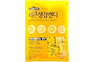ILKWANG GINGER Candy Hard Drops Tummy Drops Chimes Natural Chews Chewy Candy Nausea Relief Preggie Pops_250 grams (8.8 oz) Product of Korea_Individually Wrapped (Lemon Ginger)