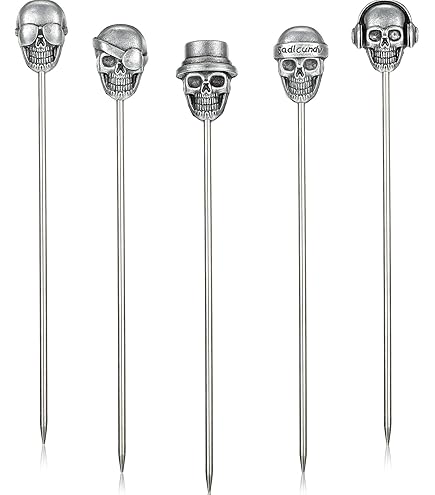 Mewuthede Cocktail Picks,8 Piece Stainless Steel Deer Head