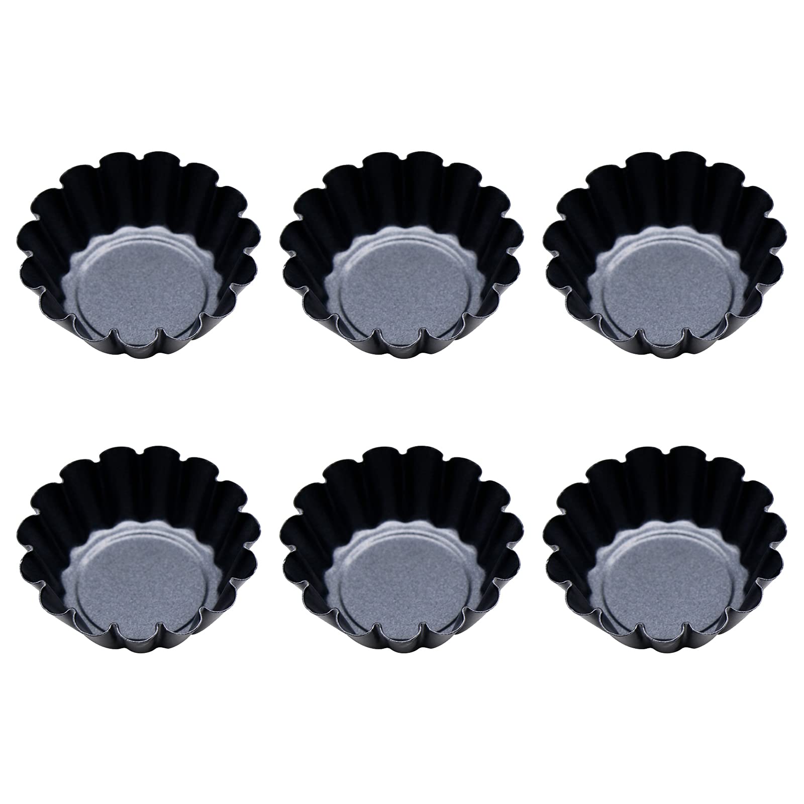 Adipn 6 Pcs Tart Tins Mini Non-Stick Tart Pans Round Quiche Pans for Baking Quiche Pie Tartlet Cheesecakes