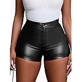 hibshaby Women's Faux Leather Shorts Coated High Waisted Stretchy Skinny Casual Shorts