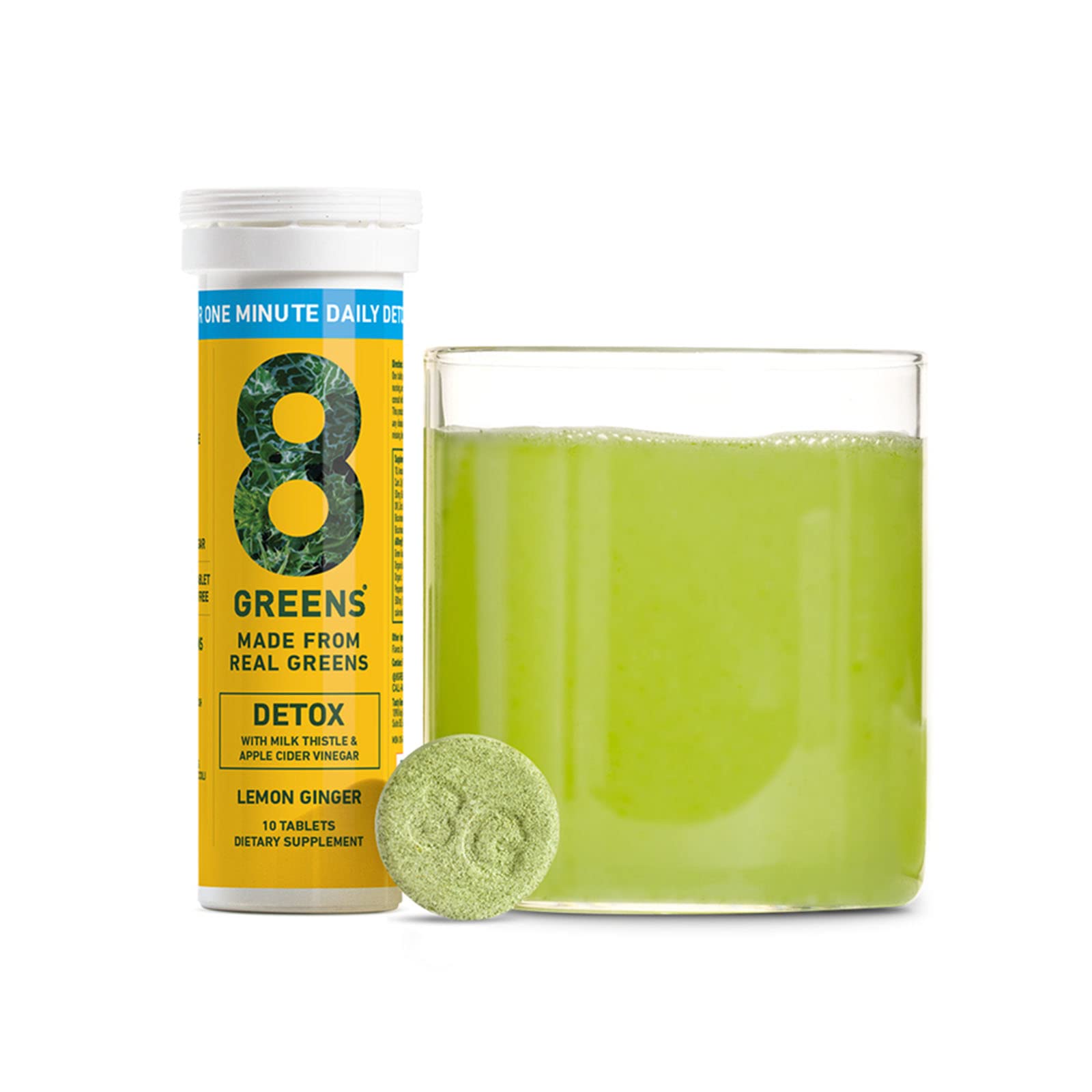 8Greens Detox Fizzy Tablets - Packed with 8 Powerful Super Greens, Greens Powder (1 Tube/10 Tablets)