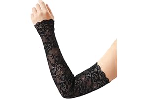 RainFlowwer Lace Arm Sleeves For Women Wedding Sleeve, Floral Long Fingerless Lace Gloves for Bridal Party Prom Costume