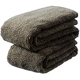 UENO TOWEL Luxury Japanese Wash Cloth - Set of 2, Senshu Towels, Charcoal Gray, Approx. 13" x 33.5", Ultra Soft, Quick Drying, Absorbent, Lightweight, Ideal for Bath, Bathroom, Yoga, Spa, Gift