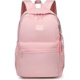 Reqinqin 30L Waterproof School Backpack for Girls 6-18 Years Large Capacity Lightweight Bookbag for Elementary to High School Durable Travel Backpack with Adjustable Straps (Pink)