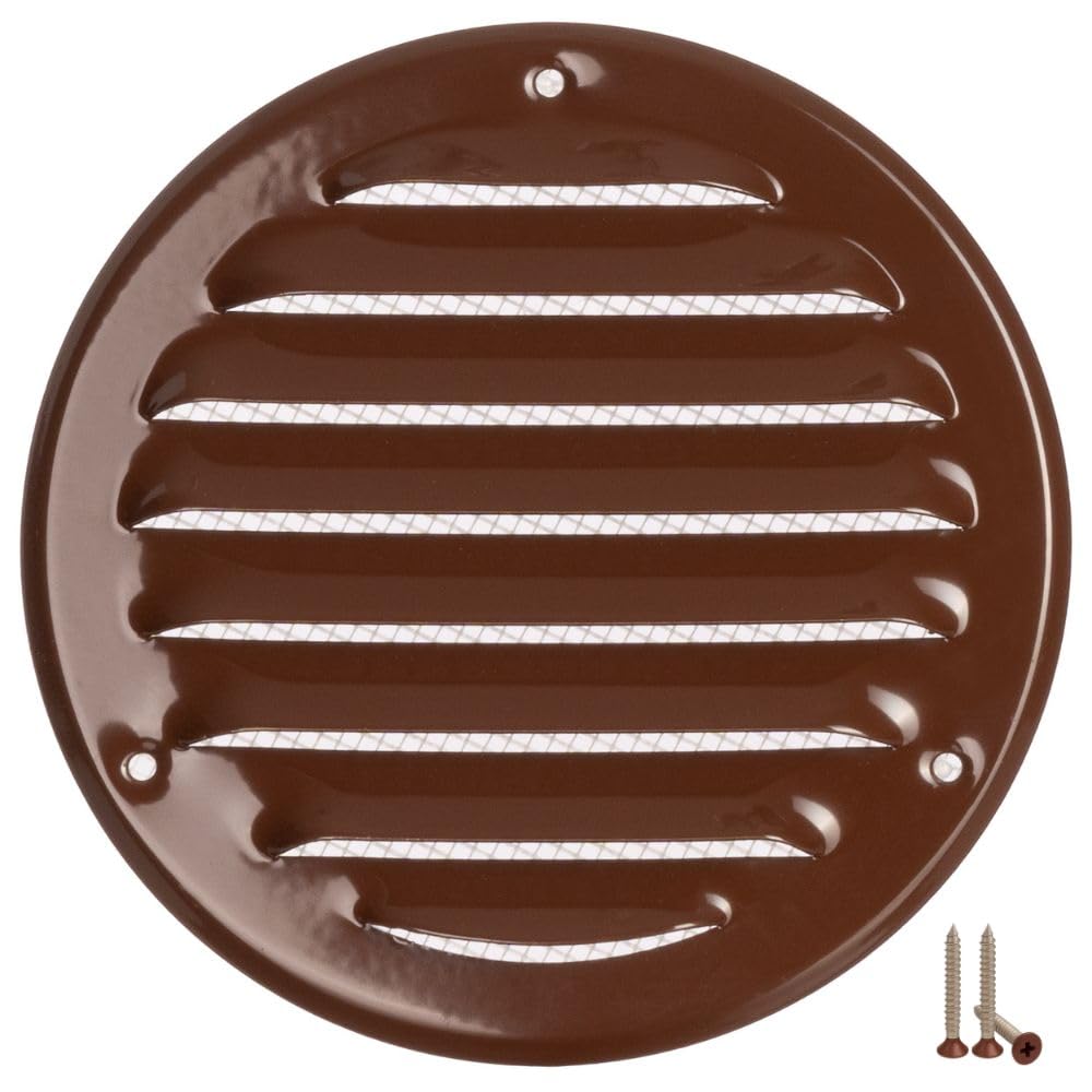 LIRAST Ø 100mm / 4 inch Metal Brown Ventilation Grille - Air Vent Cover with Insect Mesh