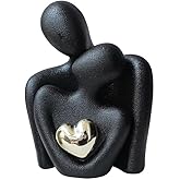 SEEK RARE Mini Couple Statue Decor Ceramic Love Sculpture for Bedroom Living Room Black M