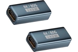 Poyiccot 240W USB C Coupler 2-Pack, USB C Female to Female Adapter [80Gbps/240W PD/8K@60Hz] Type C Extender Adapter Support T