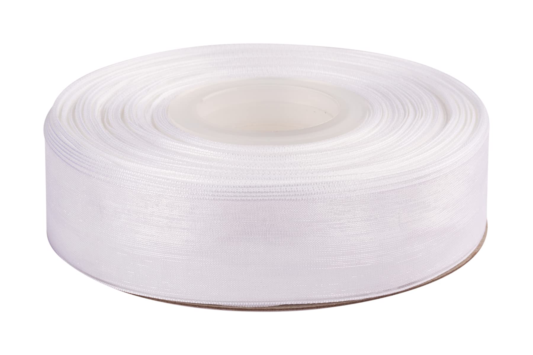 Ribbonitlux 25mm Sheer Organza Ribbon, White Shimmer Chiffon Ribbon 45M-Roll, Ideal for Wedding Events Christmas Decaration Making Floral Bouquets DIY Crafts