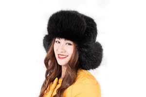 Dikoaina Fluffy Faux Fur Russian Trapper Hat with Foldable Ears - Winter Warm Fuzzy Cossack Hat for Women Men