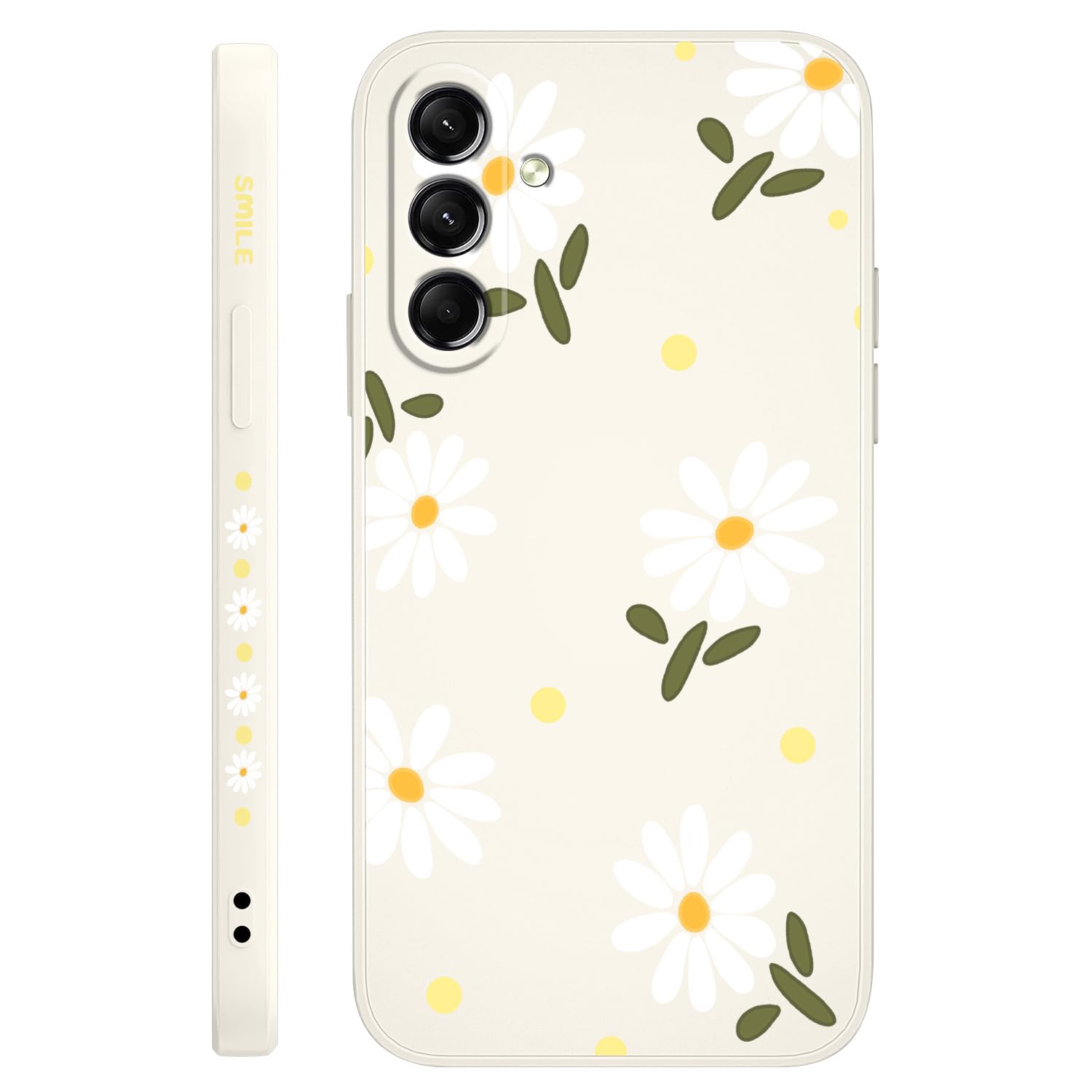 LEECG for Samsung Galaxy S25 Plus Case, Slim Soft Non Slip Silicone for Samsung S25 Plus Phone Cover 6.7 inch, Daisy Rice White
