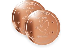 Ensayeer 2-Pack Upgraded Bird Bath Copper Disks, 0.8mm Reinforced 99.99% Pure Copper Cleaning Disks, 4-Point Support&Concave Base for Physical Safe Clean Water, Outdoor All-Season Fit Birdbaths&Bowls