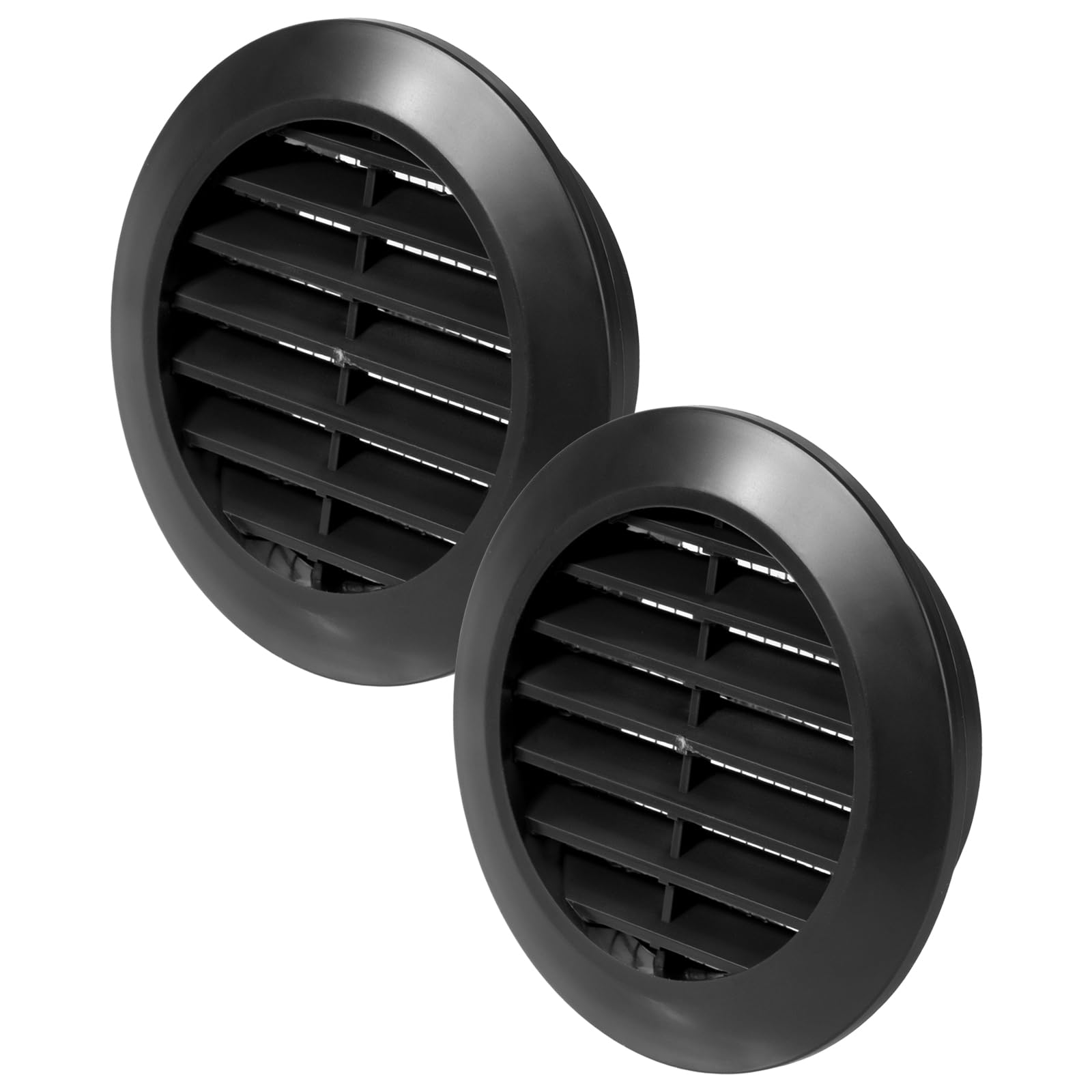 Vent Systems 60 mm / 2.36" Inch - Pack of 2 Black Door Air Register - Ventilation Grille - Indoor Vent Grates - Bathroom, Cabinet, Garage Through The Door Vent Cover — image 1