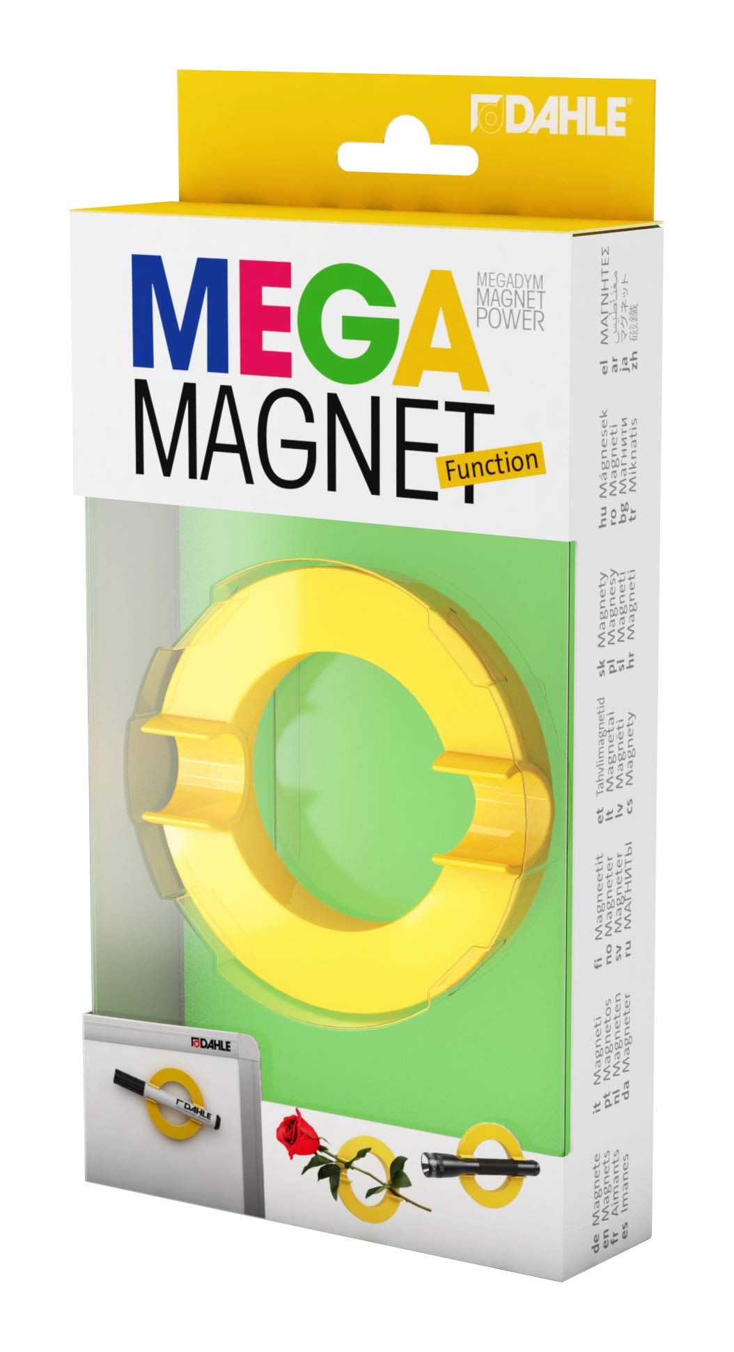 Dahle Mega Magnet Circle XL 80 mm with Holder for Storing Items Yellow