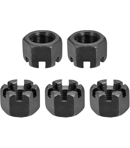 Uxcell M16x1.5mm Hexagon Slotted Nut – Grade 4.8 Carbon Steel, Black Finish, 5 Pieces