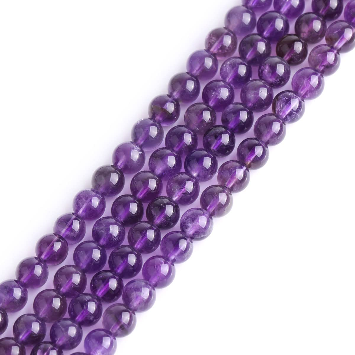 GEM-Inside 6mm Light Purple Amethyst Round Gemstone Semi Precious Loose Beads for Jewellery Making 15''