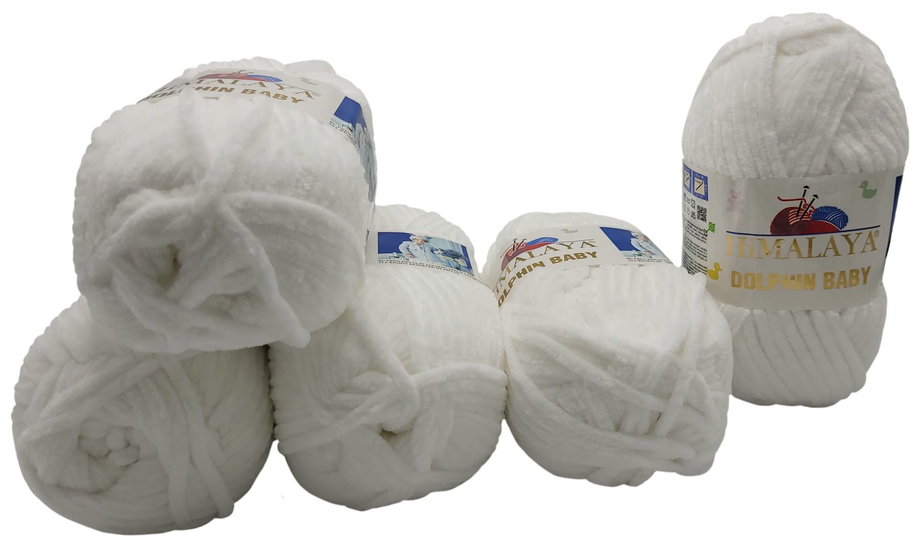 5 x 100 g Himalaya dolphin baby wool, knitting wool, yarn, knitting wool, 500 g, super bulky, Weiß 80301, 35_x_25 CM
