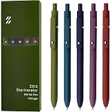 UIXJODO Gel Pen 0.5mm 5Pcs Fine Point Retractable with Metal Clip Vintage
