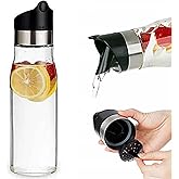 J&M DESIGN 28 OZ Glass Pitcher With Lid Water Carafe Easy Twist Stainless Steel & Plastic Lid Removeable Strainer For Juice Beverage drinks Iced Coffee Milk Container Bottle Jar Mimosa Bar Supplies