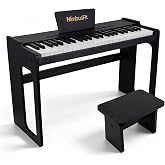 NimbusFit 49-Key Digital Piano, Plug-In Portable Keyboard Complete Set, Standard Tones, Smooth Key Return, with Wooden Stand and Bench for Beginner Music Practice