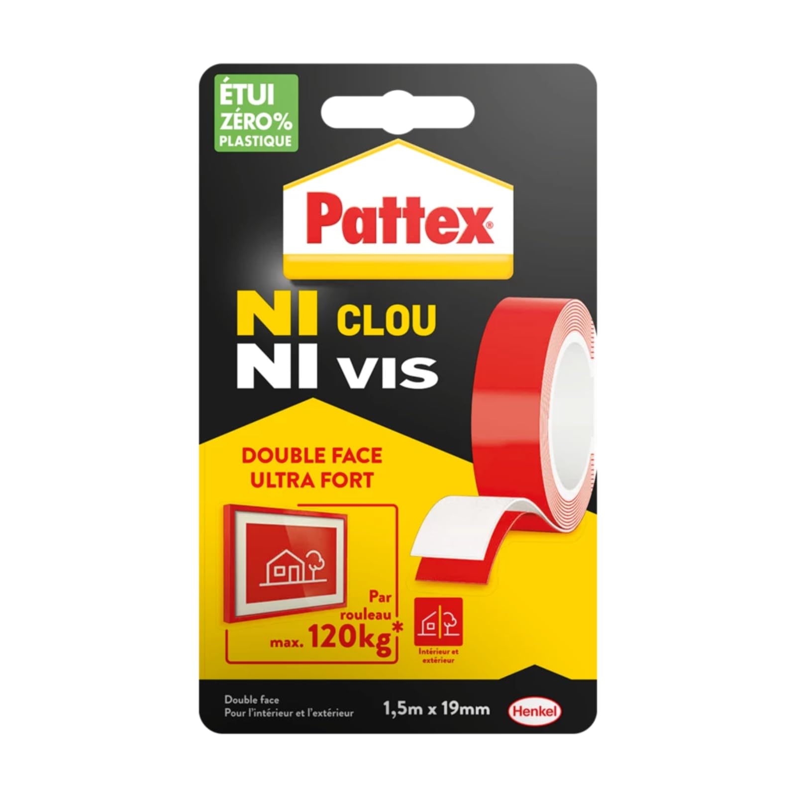Pattex Ni Clou Ni Vis - Fixing adhesive, 120 kg, 19 mm x 1.5 m