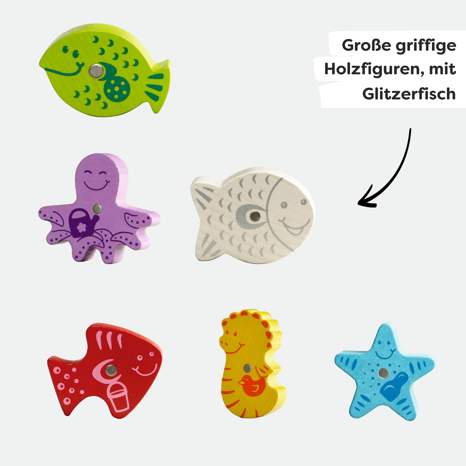 HABA Fische Angeln – Meine ersten Spiele – Angelspiel aus Holz für Kinder ab 2 Jahren – Fördert Feinmotorik, freies Spielen, Lernen & Farben-unterscheiden – 1004983001