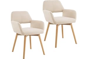 YEEFY Mid Century Modern Dining Chairs Set of 2 & 4 & 6 Comfy Accent Chair Upholstered Kitchen Dining Living Room Chairs for Bedrooms Waiting Room Home Arm Desk Chair No Wheels (Beige, 2)