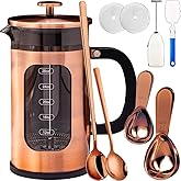 ADAMITA French Press Coffee Maker 8 cups 34 oz 304 Stainless Steel Coffee Press with 4 Filter Screens, Easy Clean Heat Resistant Borosilicate Glass - Free 100% BPA… (Candy Sparkle-AYUTYT, 34 oz)